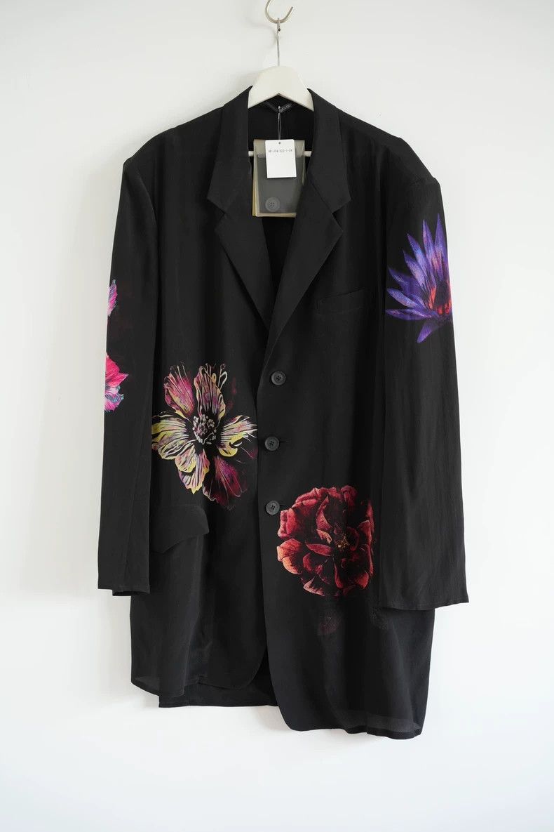 Yohji Yamamoto Yohji Yamamoto size 4 25 SS asymmetric floral silk blazer Size 38R - 1 Thumbnail