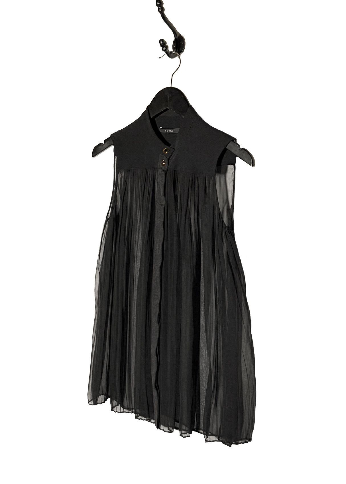 Gucci Gucci Black Silk Sheer Pleated Sleeveless Blouse Size S / US 4 / IT 40 - 2 Thumbnail