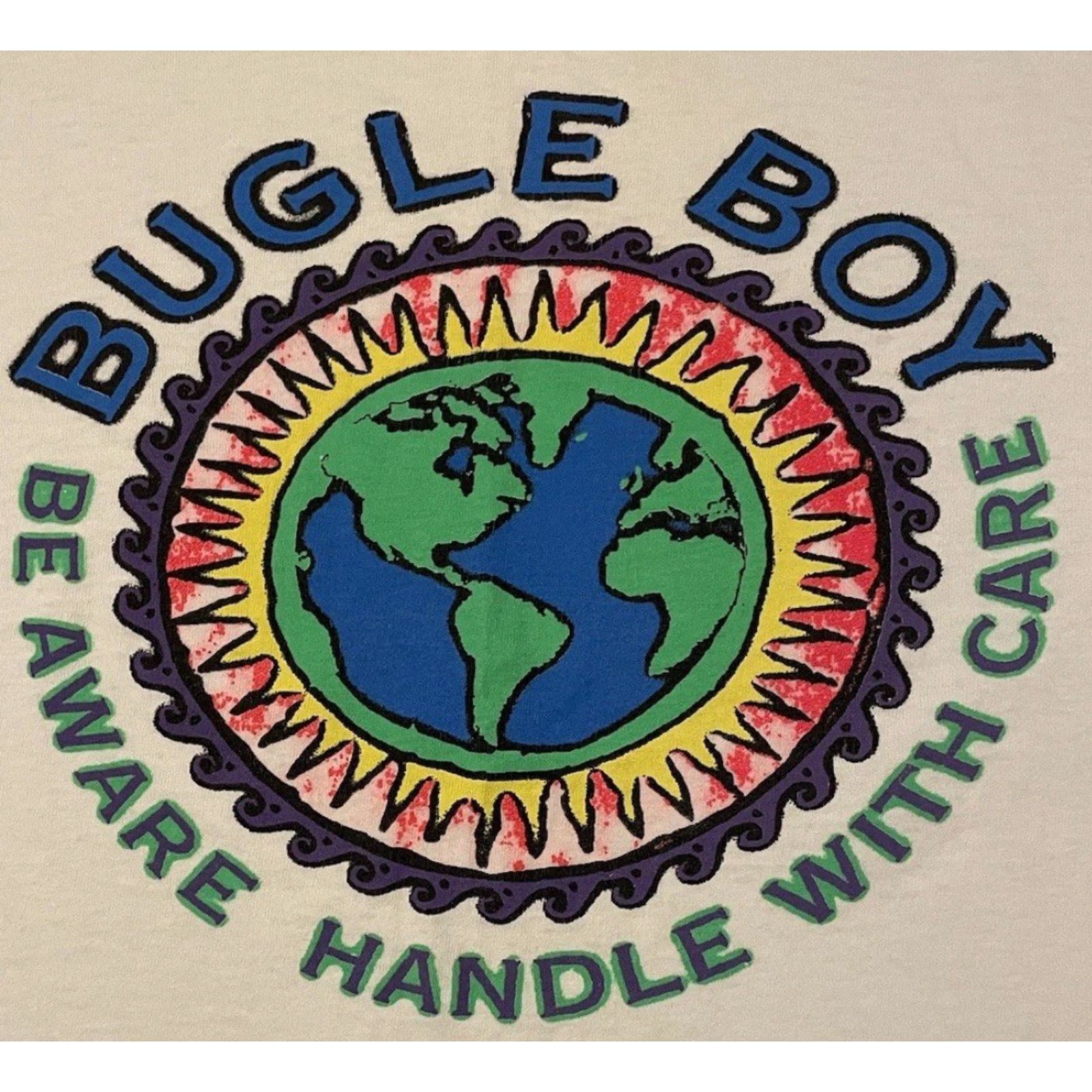Quiksilver VINTAGE 90s Bugle Boy Handle With Care Faded Crop Earth Shirt Surf Grunge OP TC 80s Size ONE SIZE - 2 Thumbnail