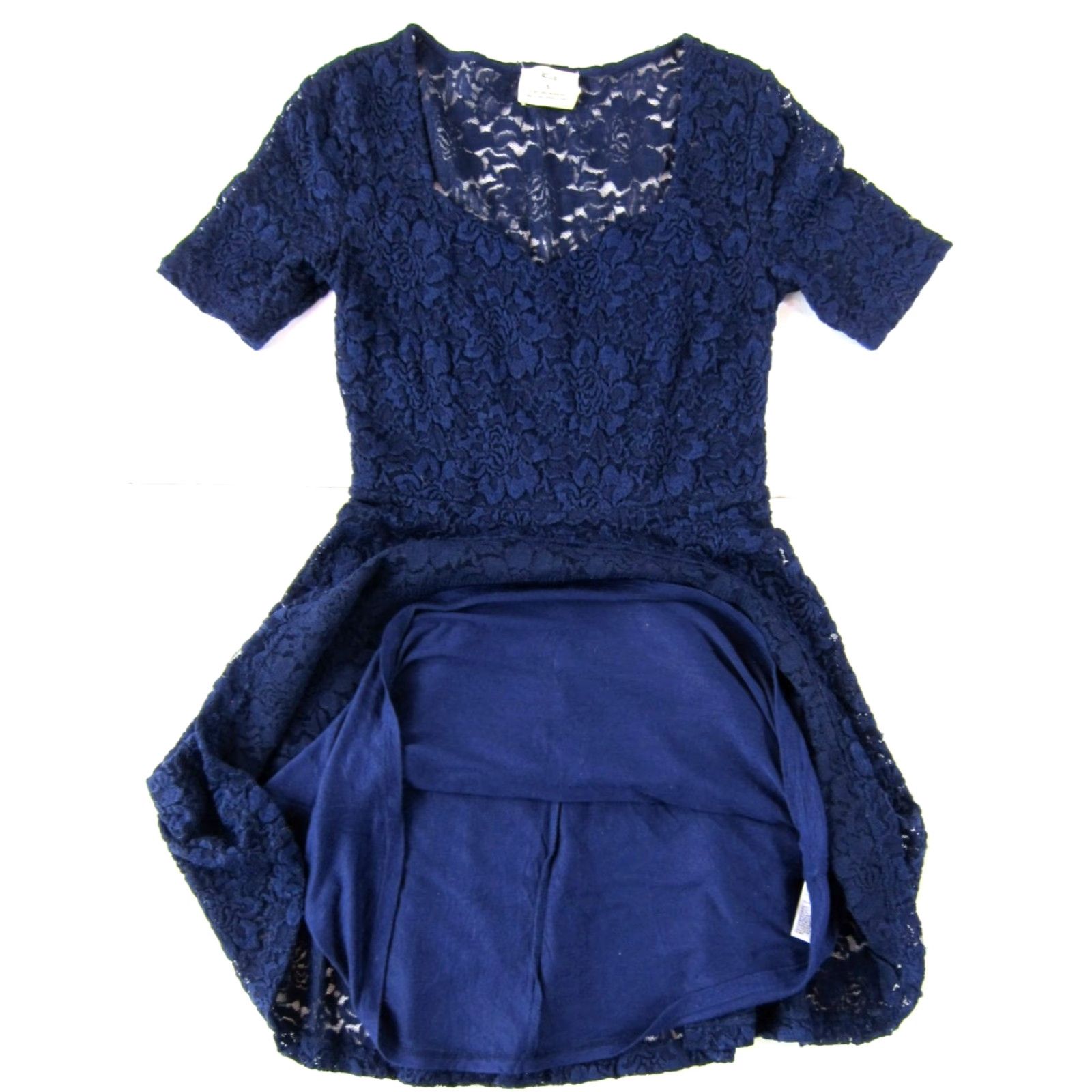 Needles Pins And Needles Urban Outfitters Blue Stretch Lace Short Sleeve Sheath Dress S Size 28" / US 6 / IT 42 - 5 Thumbnail