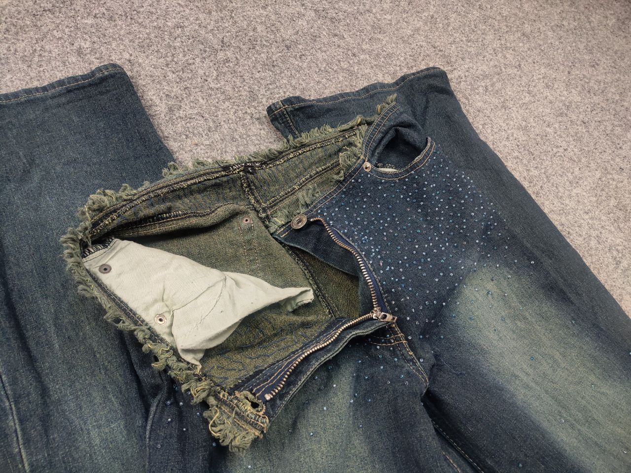 Le Grande Bleu (L.G.B.) Vintage Y2K Hysteric LGB If Six Was Nine Blue Flared Jeans Size 29" - 13 Thumbnail