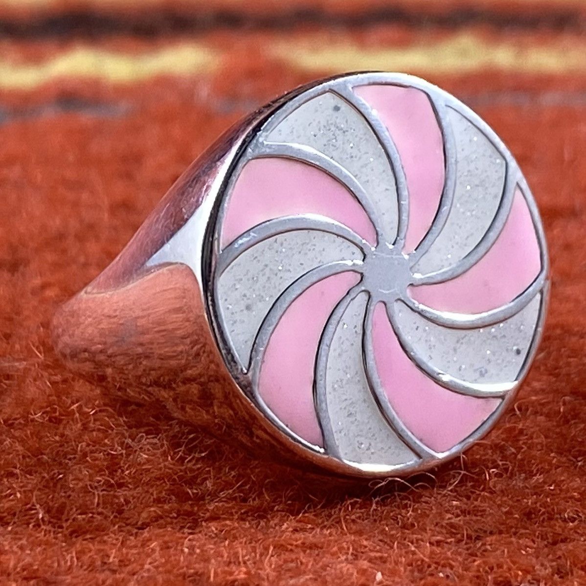 Japanese Brand × Kapital × Vintage Vtg Y2K Sterling Silver Chunky Swirl Signet Candy Ring Cyber Size ONE SIZE - 2 Thumbnail