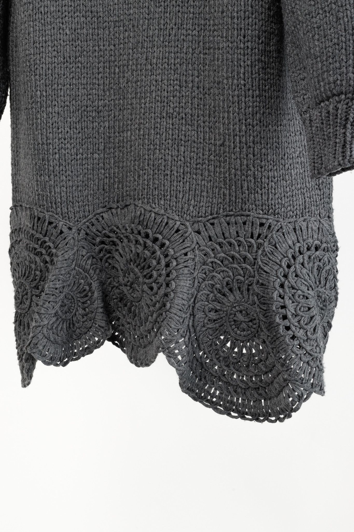 Stella McCartney Stella McCartney Grey Oversized Crochet Trim Knit Sweater Size S / US 4 / IT 40 - 7 Thumbnail