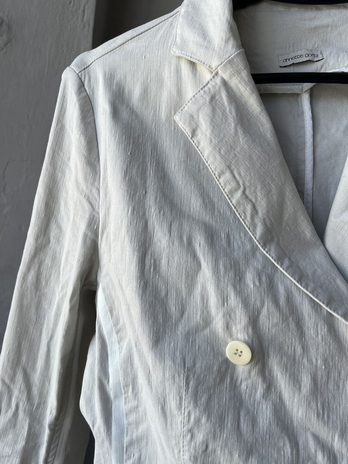 Annette Gortz ANNETTE GORTZ AVANTGARDE DOUBLE-BREASTED LINEN BLAZER JACKET Size XS / US 0-2 / IT 36-38 - 8 Thumbnail