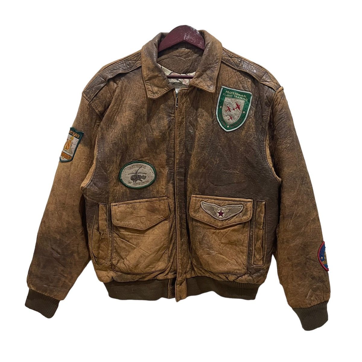 Vintage Leather Jacket military hotsell patches