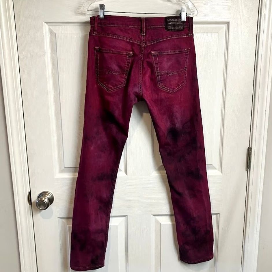Levi's Levi's Purple Black Dyed Marble Angel Wings Painted Jeans 30x30 Slim Mens Size US 30 / EU 46 - 4 Thumbnail