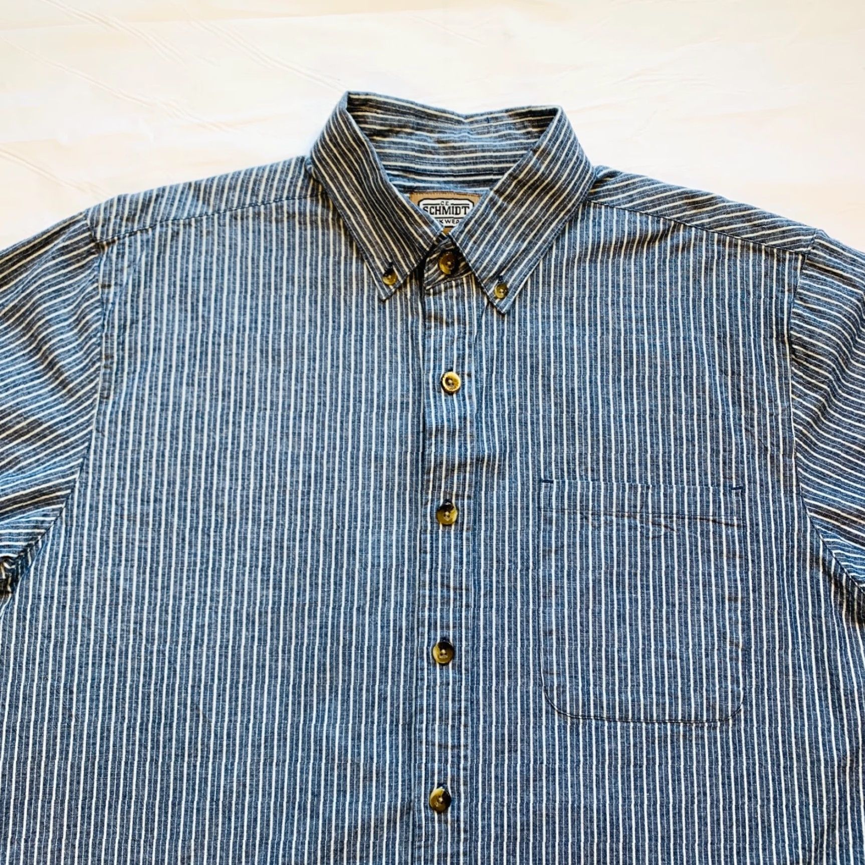 Denime CE Schmidt Workwear Denim Shirt Jacket Button Down Striped Cowboy Western L NWOT Mens Shirt Size US L / EU 52-54 / 3 - 3 Thumbnail