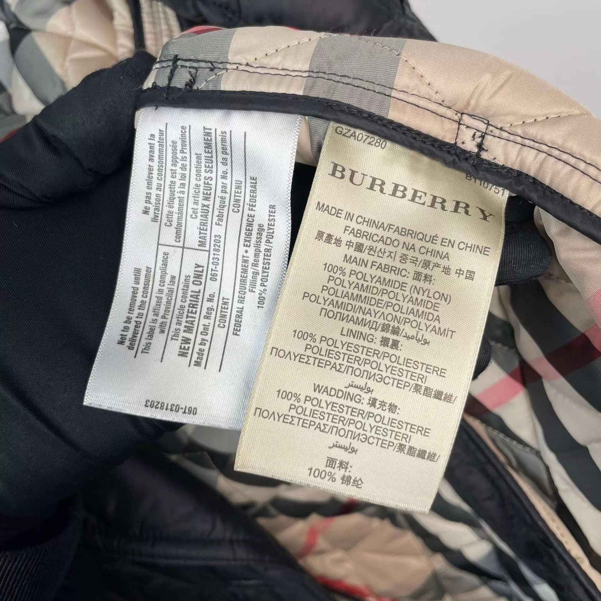 Burberry Burberry Check Lined Cotton Puffer Jacket Black 36 Size XS / US 0-2 / IT 36-38 - 8 Thumbnail