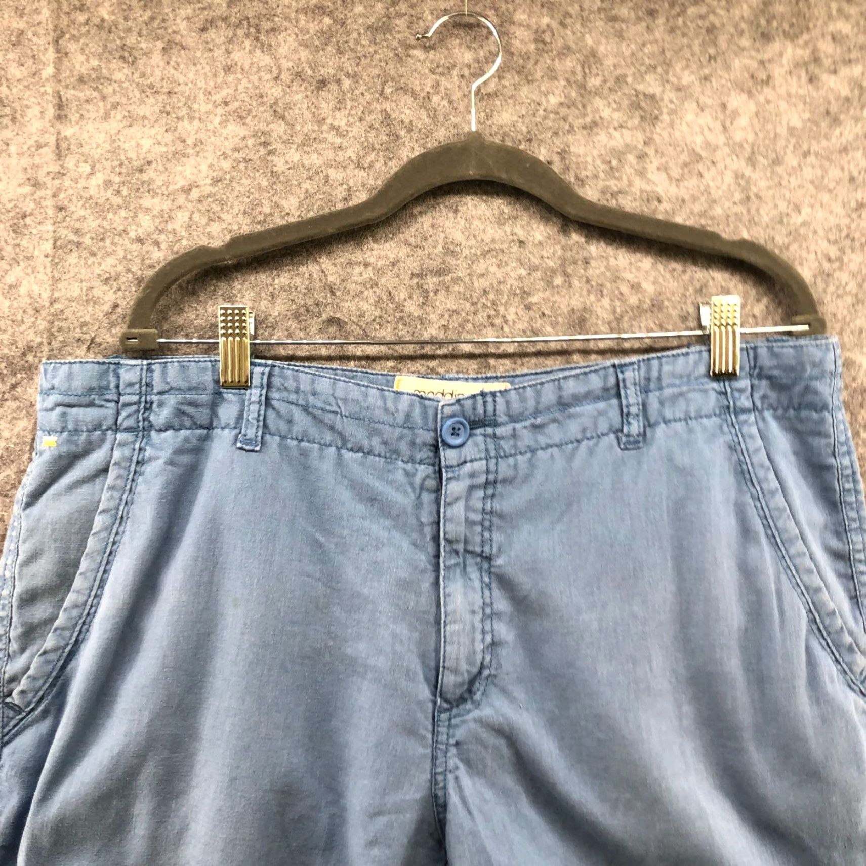Madison VINTAGE Maddison Linen Blend Chino Shorts Mens XL Beach Summer Casual Blue 8" Inseam Size US 38 / EU 54 - 3 Thumbnail