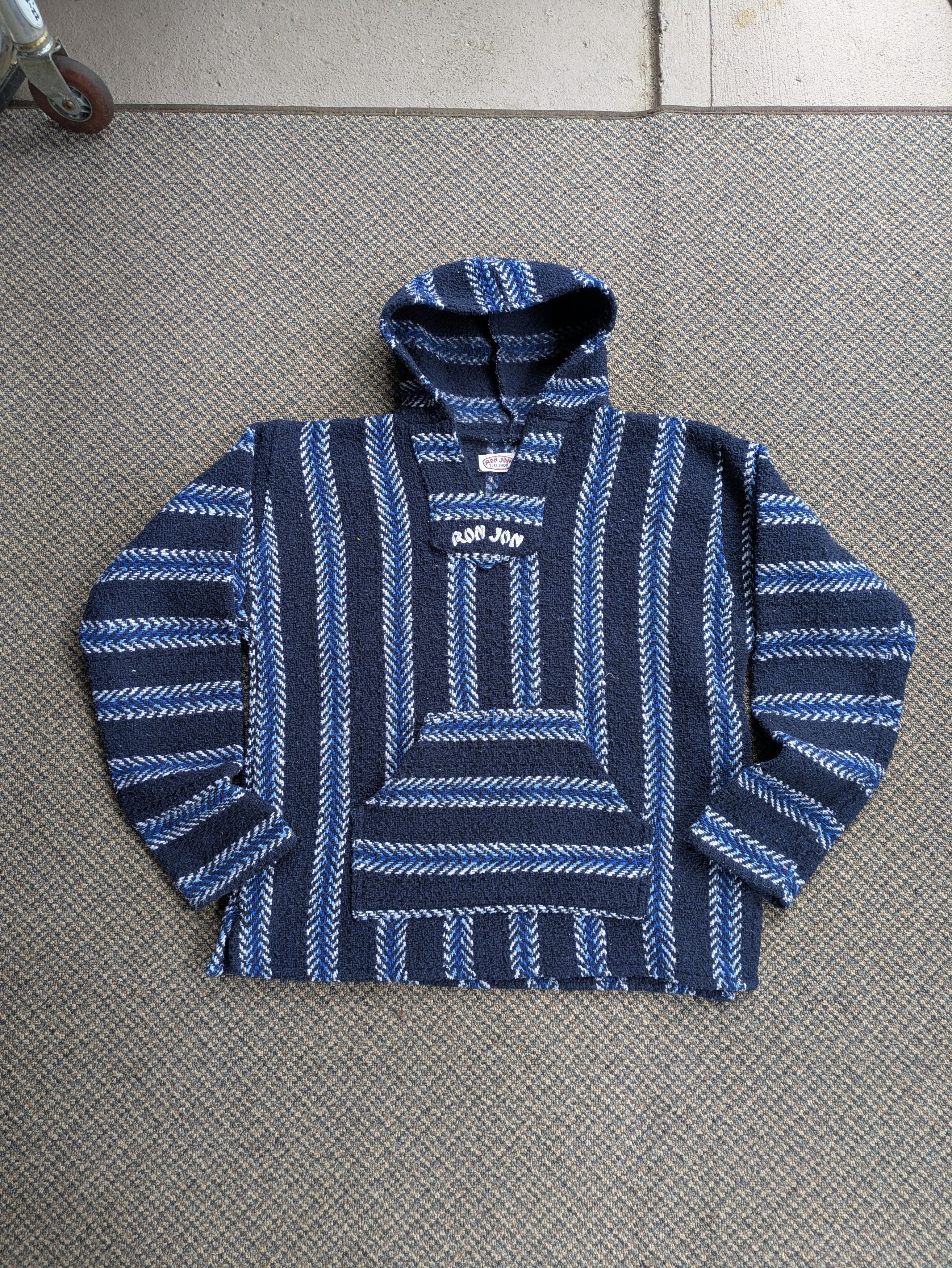 Ron Jon Surf Shop × Vintage Vintage 90s Ron Jon Striped Baja Drug Rug Stoner Hoodie Size US M / EU 48-50 / 2 - 2 Thumbnail