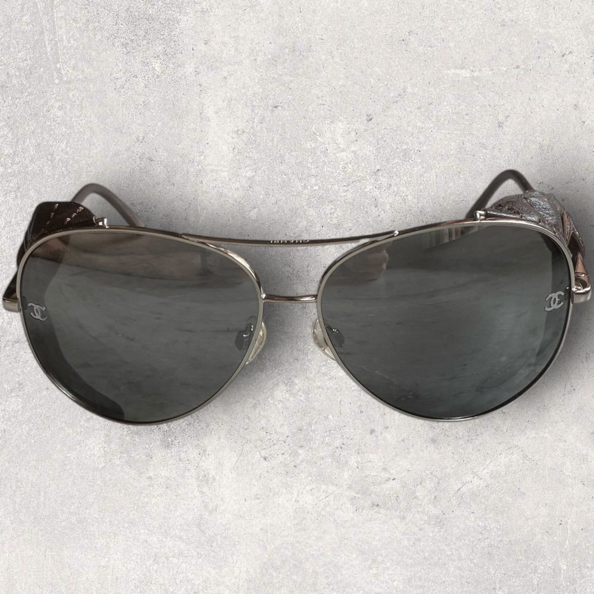 Chanel Chanel Aviator Leather Side Shield Sunglasses Size ONE SIZE - 4 Thumbnail