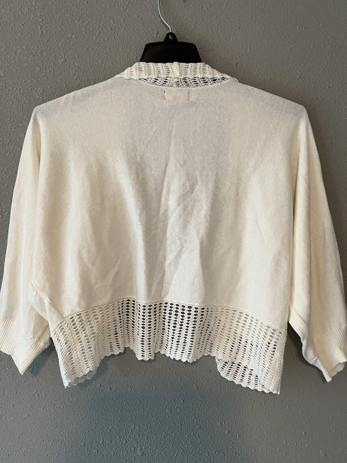 Ellesse Elle Cardigan L Off White Black Solid Long Sleeve Size L / US 10 / IT 46 - 2 Thumbnail