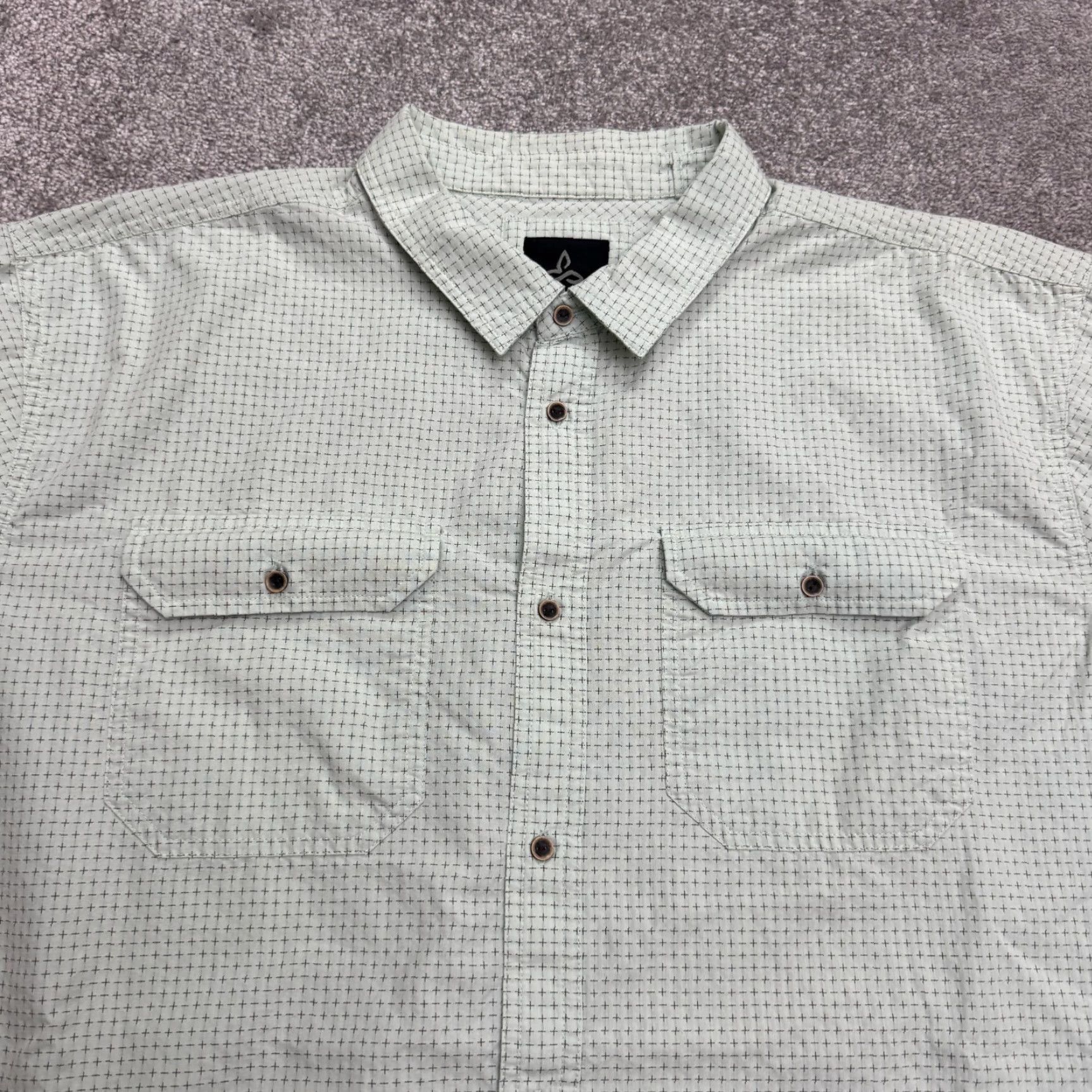 Prana prAna Button-Up Shirt Men 2XL Green Cotton Casual Outdoor Short Sleeve Button-Down Size US XXL / EU 58 / 5 - 3 Thumbnail