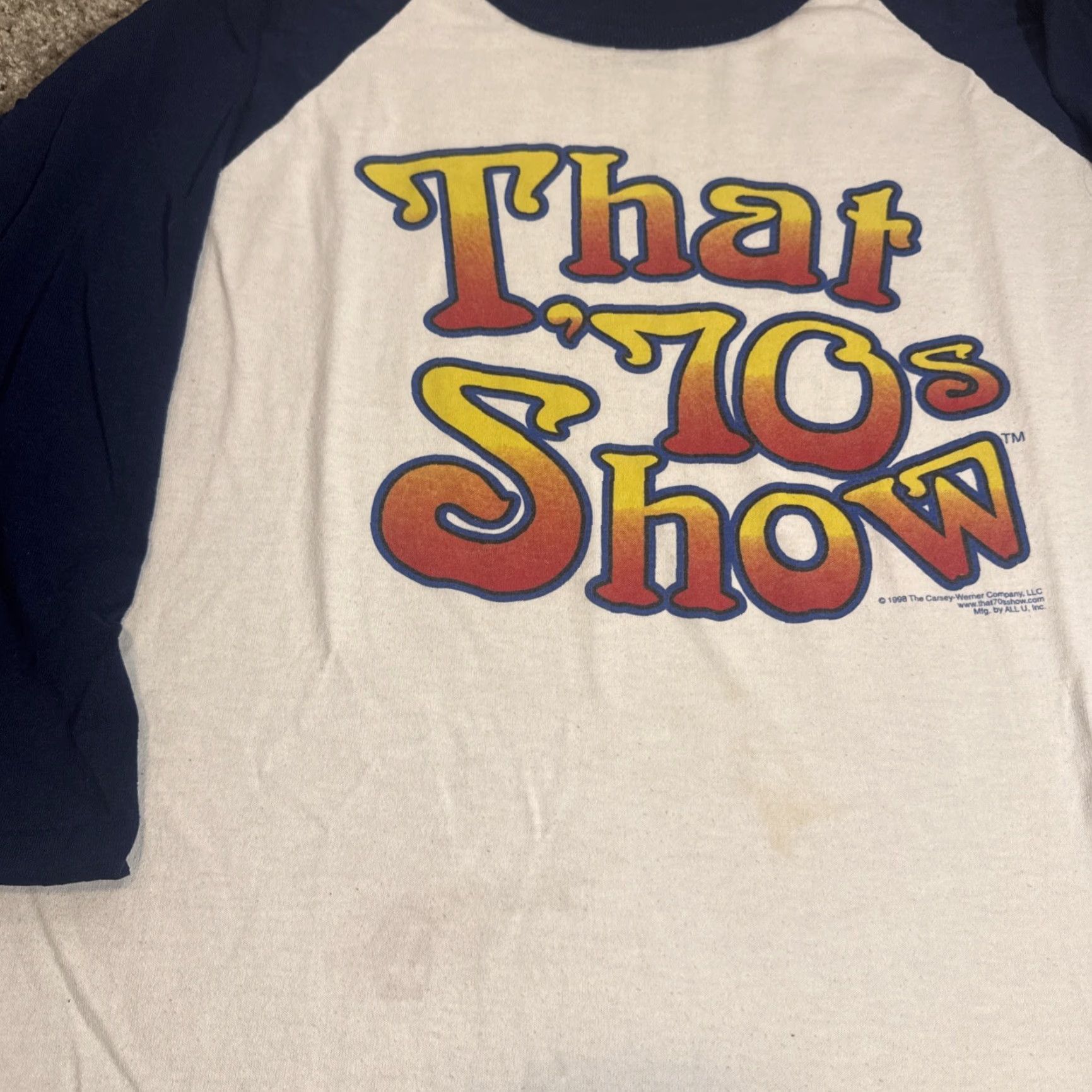 Soffe VINTAGE That ‘70s Show TV Television Promo Raglan 3/4 Sleeve T-Shirt XL Mens White 1998 70s Size US XL / EU 56 / 4 - 4 Thumbnail