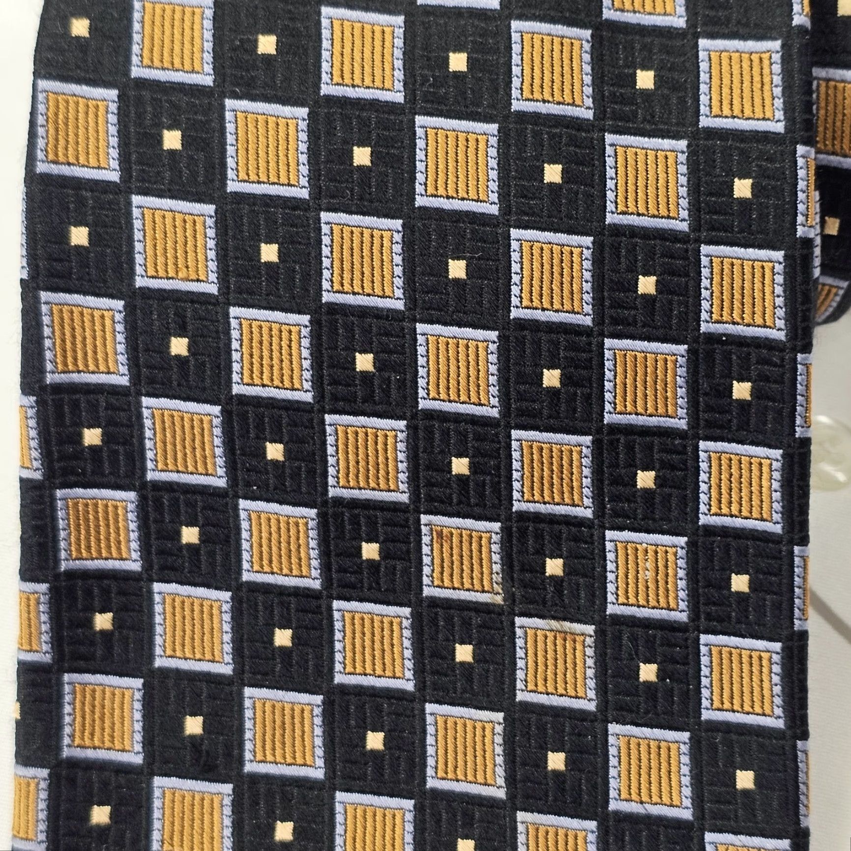 Robert Talbott VINTAGE Robert Talbott Silk Tie Best Of Class Geometric Woven Black Gold Blue One Size Classic Mens Size ONE SIZE - 2 Thumbnail