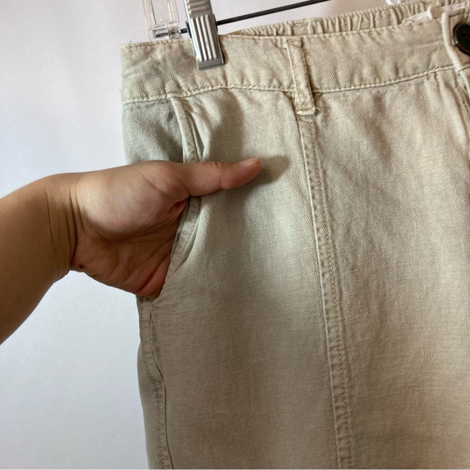 Nicole Miller Nicole Miller Linen Lyocell Cuffed Khaki Tan Cargo Pants Size 30" / US 8 / IT 44 - 5 Thumbnail