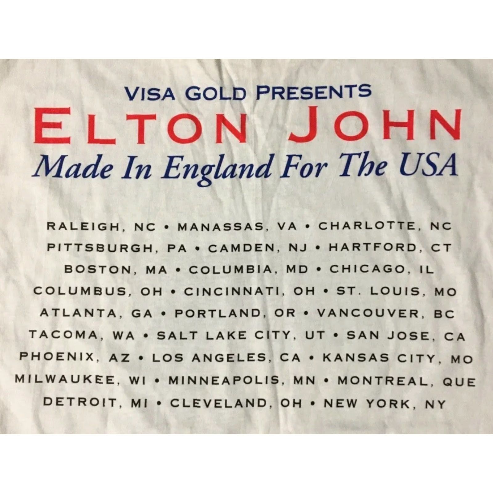 Vintage Vtg Elton John Made In England Tour Shirt L White Concert Rock Band Lennon Beatles Shirt Mens 90s Graphic Tee Size US L / EU 52-54 / 3 - 4 Thumbnail