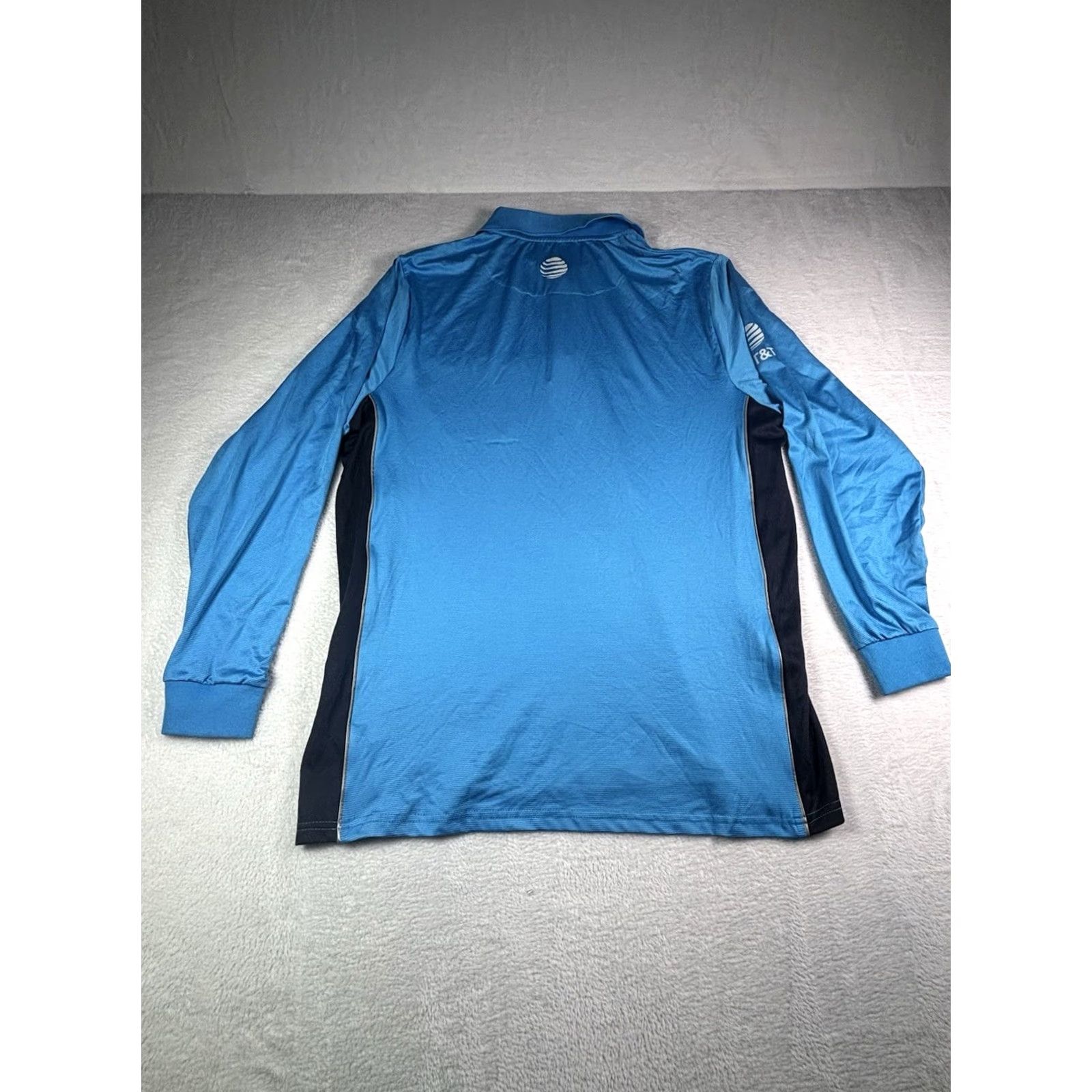 Vintage AT&T Men's Dry Fit Polo Shirt Large Long Sleeve UHV Technology Polyester Blue Mens Size US XXL / EU 58 / 5 - 4 Thumbnail