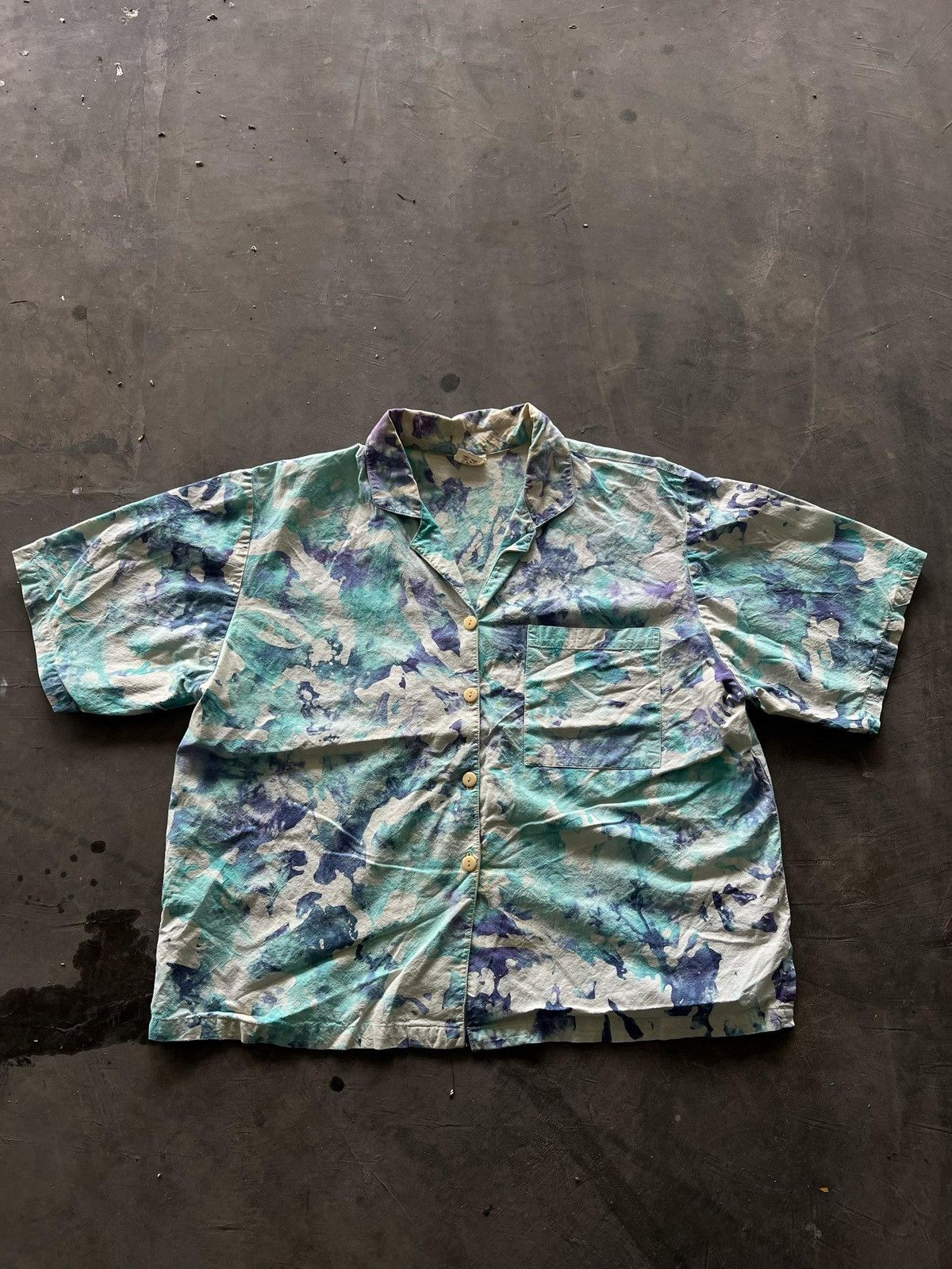 Vintage Vintage 90s Watercolour Boxy button up Size US XL / EU 56 / 4 - 1 Thumbnail