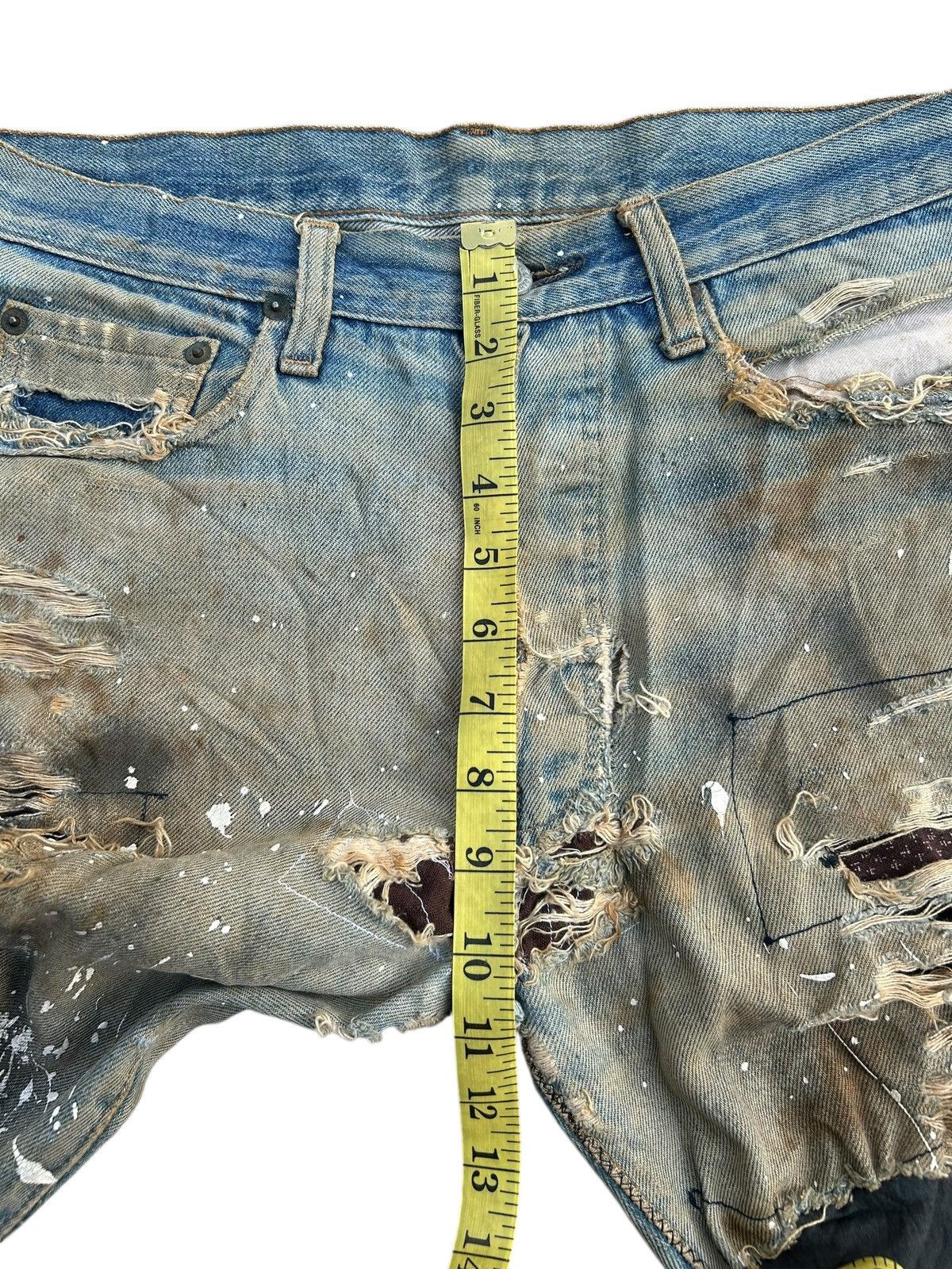 Levi's 80's THRASHED Levi's 6 Selvedge Reconstructed Repair Denim Size US 31 - 20 Thumbnail