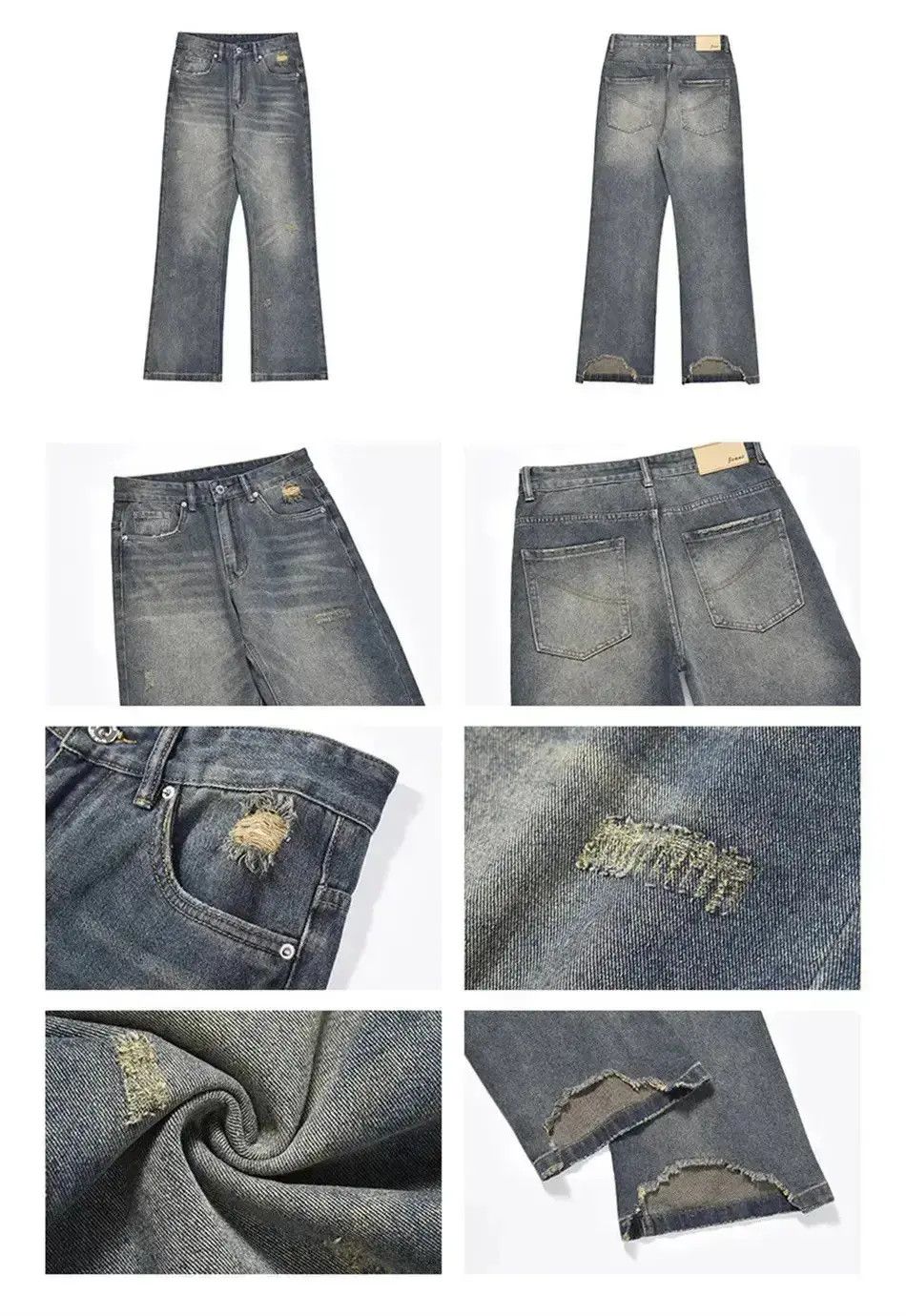 Japanese Brand Flared jeans wide legs ripped vintage baggy pants Y2k Size US 32 / EU 48 - 6 Thumbnail