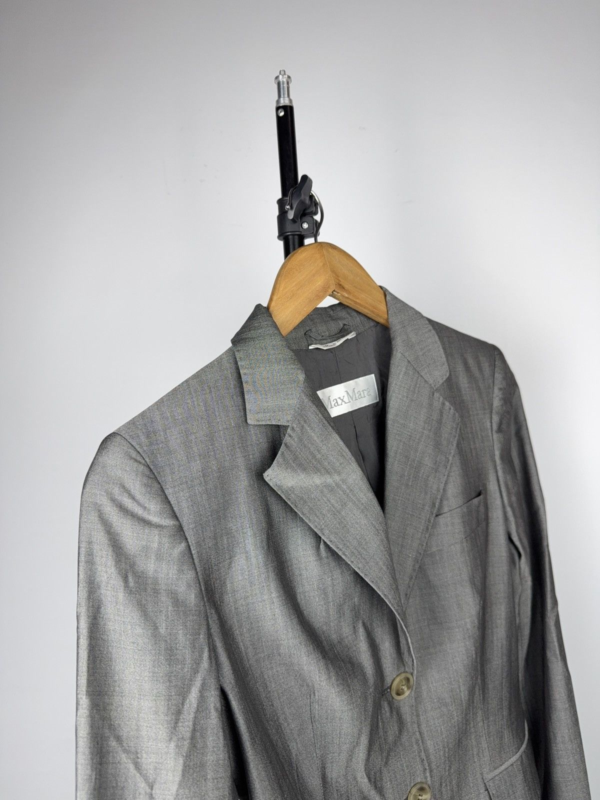 Max Mara Luxury Retro Style 00s MaxMara Grey Tailored Blazer Jacket Size S / US 4 / IT 40 - 2 Thumbnail