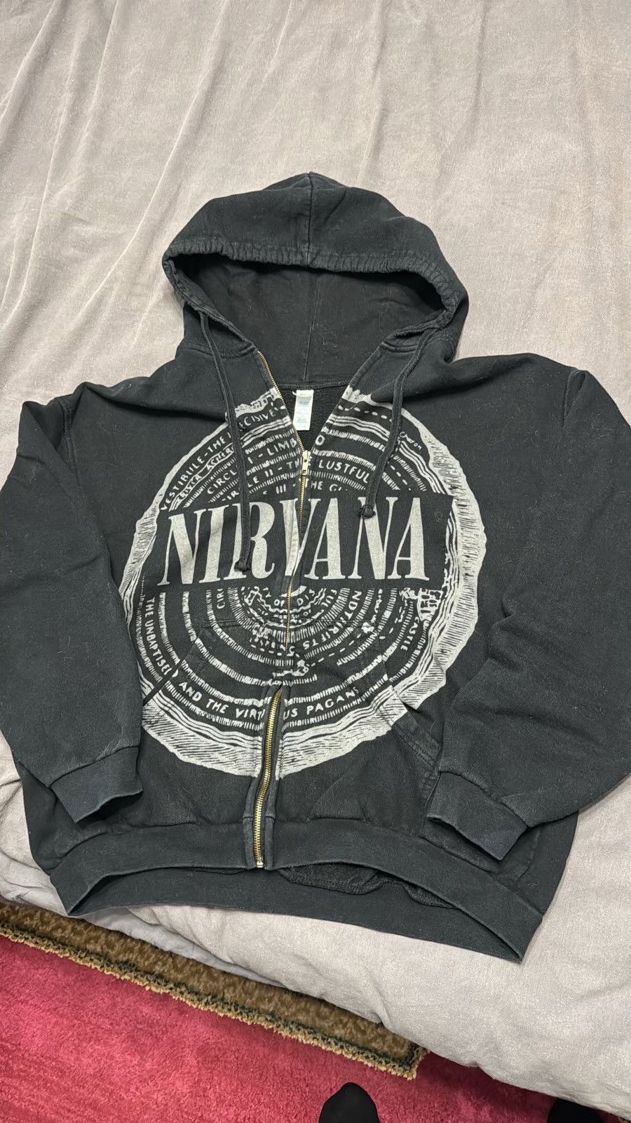 Rare Nirvana Vestibule washed 2000s hoodie hype Kurt Cobain