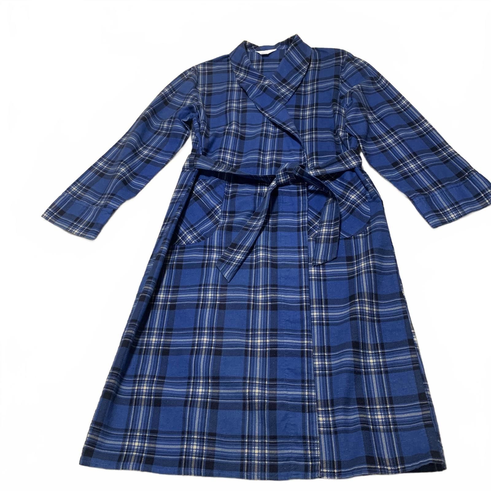 Other VTG 90s Harecourt Men's M Blue Plaid Cotton Robe with Belt Size ONE SIZE - 1 Thumbnail