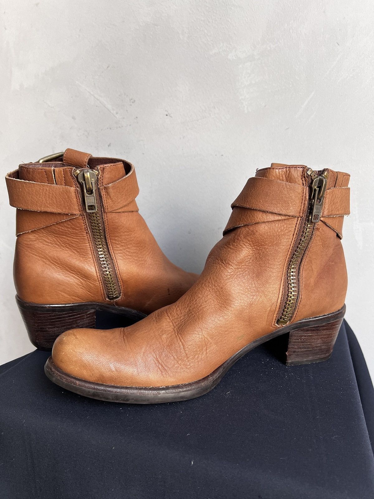 Western Rise Hedi Slimane style leather brown leather western boots y2k Size US 8 / EU 41 - 11 Thumbnail