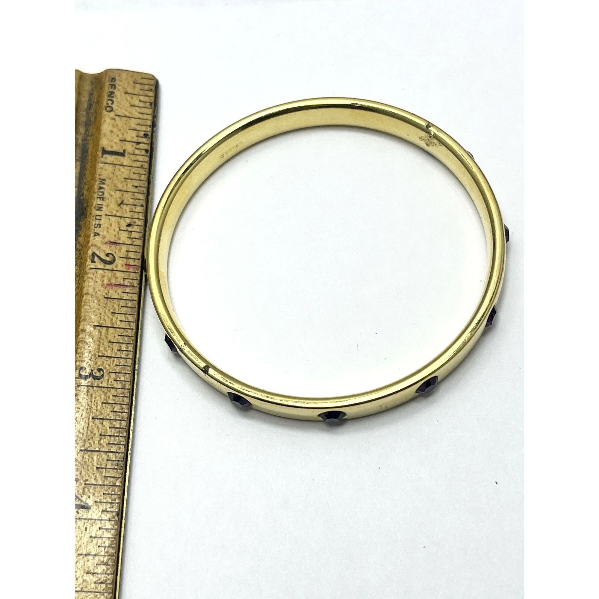Vintage Vintage Monet Purple Rhinestone Bangle Bracelet Size ONE SIZE - 7 Thumbnail