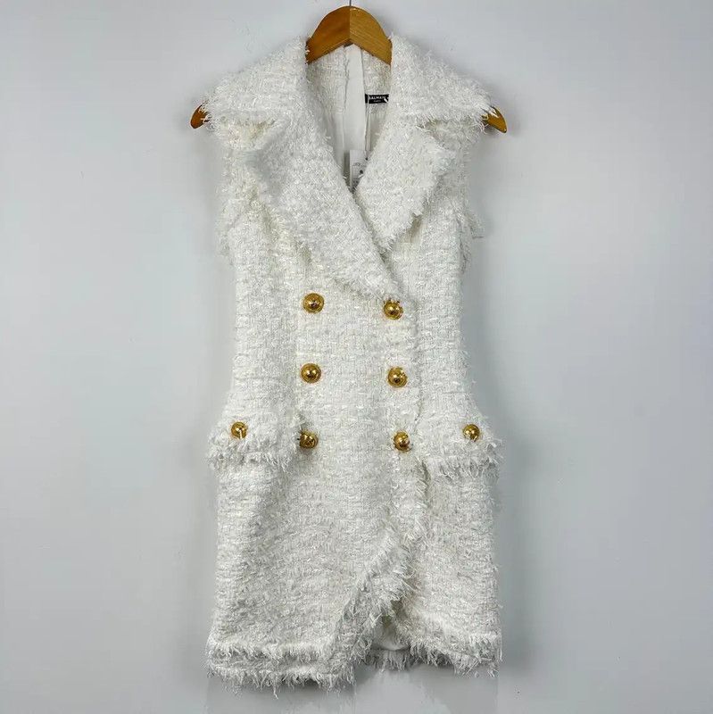 Balmain Balmain White Cotton Dress Size S 0089 Size S / US 4 / IT 40 - 1 Thumbnail