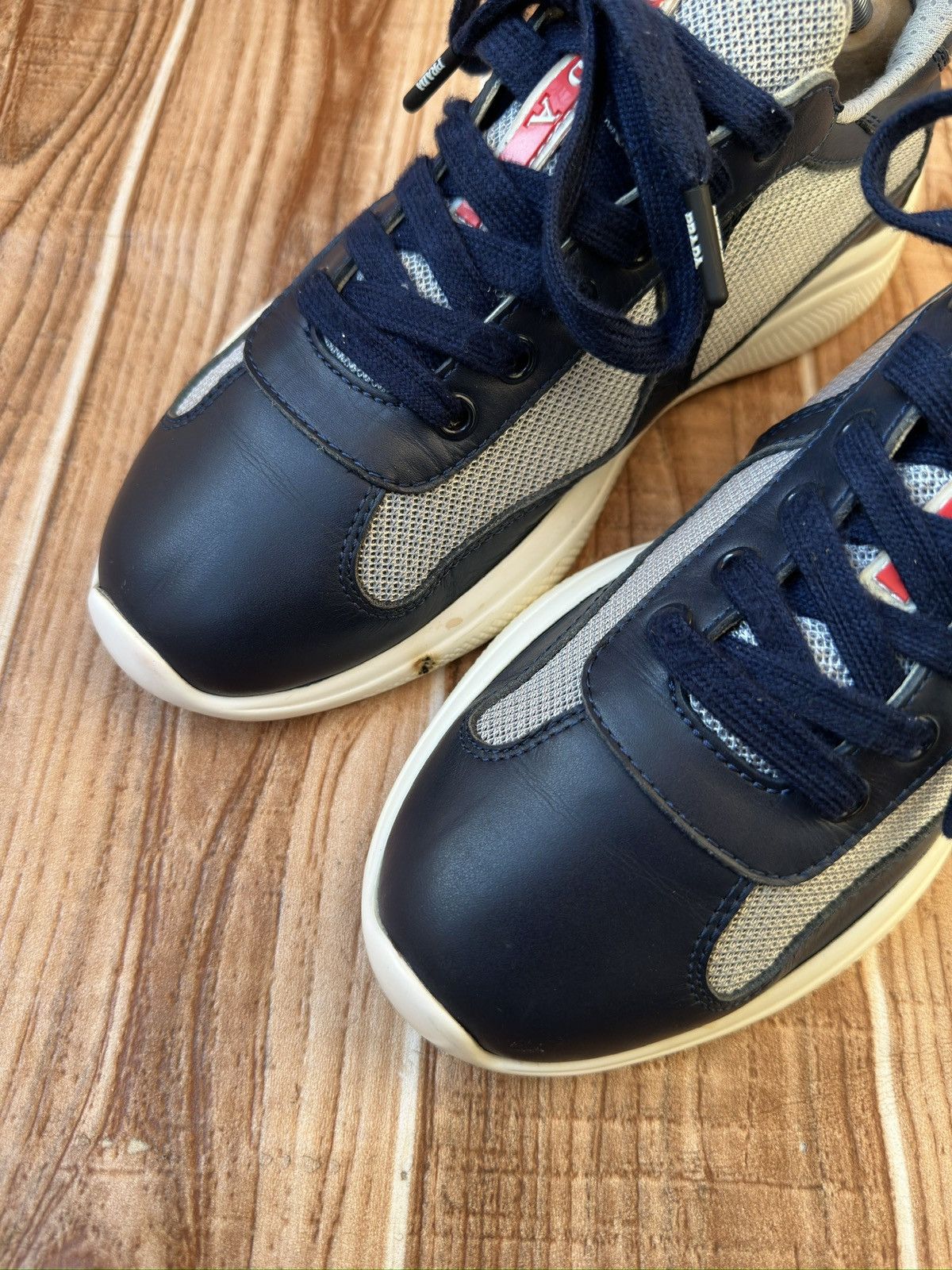 Prada Prada Americas Cup Blue Leather Low Top Sneaks Size US 6 / EU 39 - 5 Thumbnail