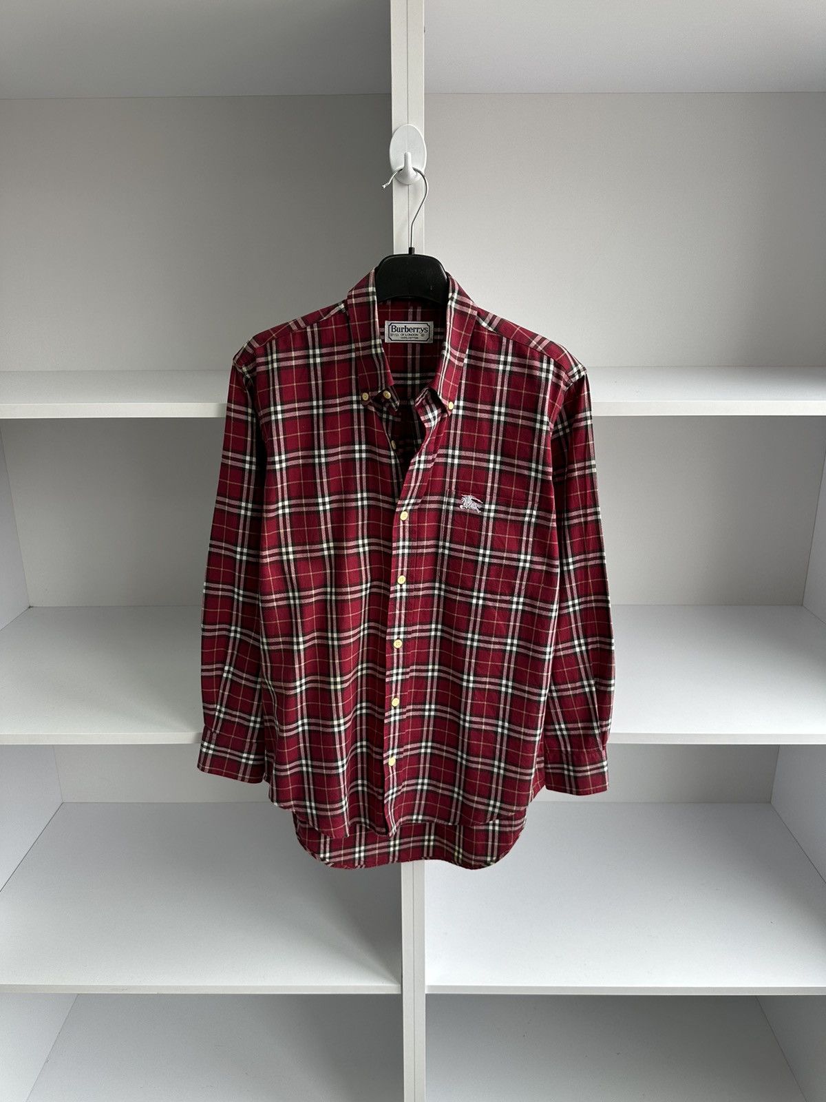 image of Vintage Burberrys Nova Check Classic Shirt in Red, Men's (Size Small)