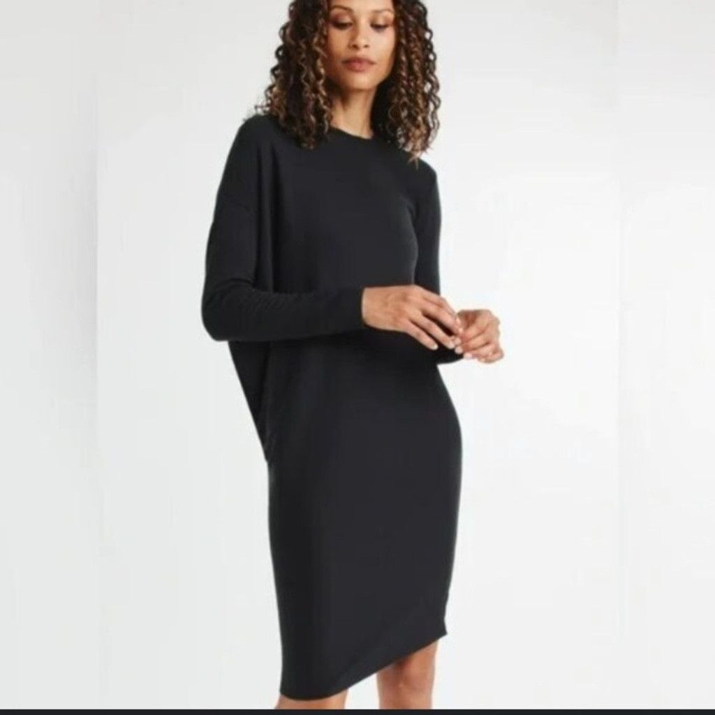 Kit and Ace KIT AND ACE Wave Viscose Minimalist Grey Long Sleeve Dress M Size L / US 10 / IT 46 - 3 Thumbnail