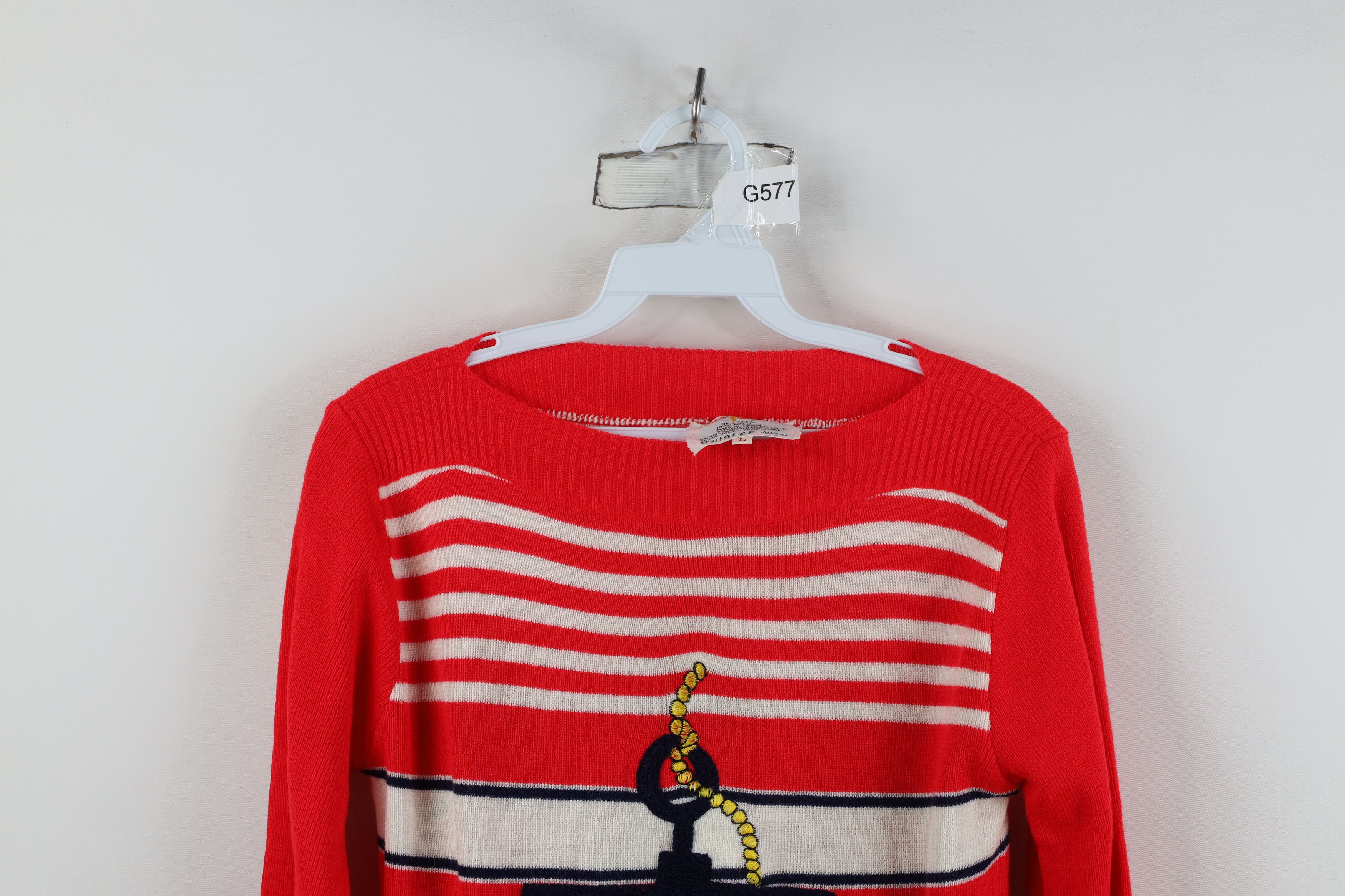 Vintage Vintage 70s Streetwear Nautical Boat Anchor Knit Sweater Size L / US 10 / IT 46 - 2 Thumbnail