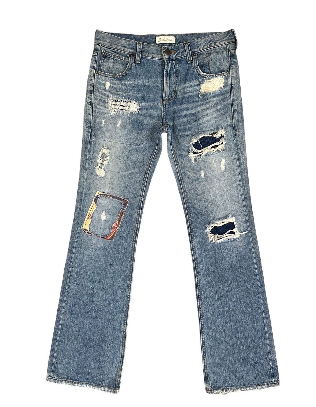 image of If Six Was Nine x Le Grande Bleu L G B Vintage Bonds & Peace Japan Rips Distress Denim Flare Jeans 
