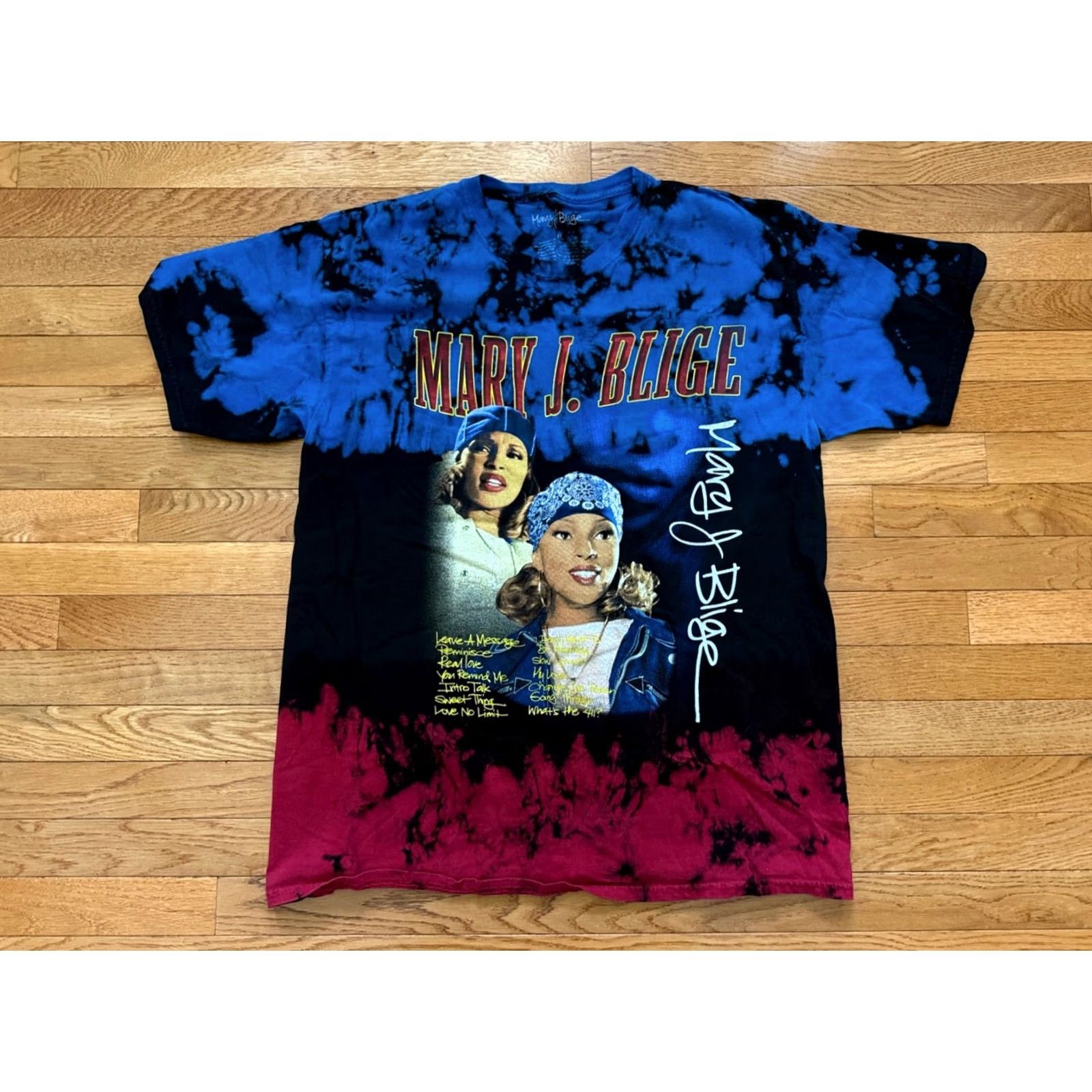 Vintage Mary J Blige T-Shirt XL Tie Dye Blue Pink Black Graphic Print Crew Neck Short Sleeve Hip Hop 90s Unisex Adults Men’s (Mens) Shirt Size US XL / EU 56 / 4 - 2 Thumbnail