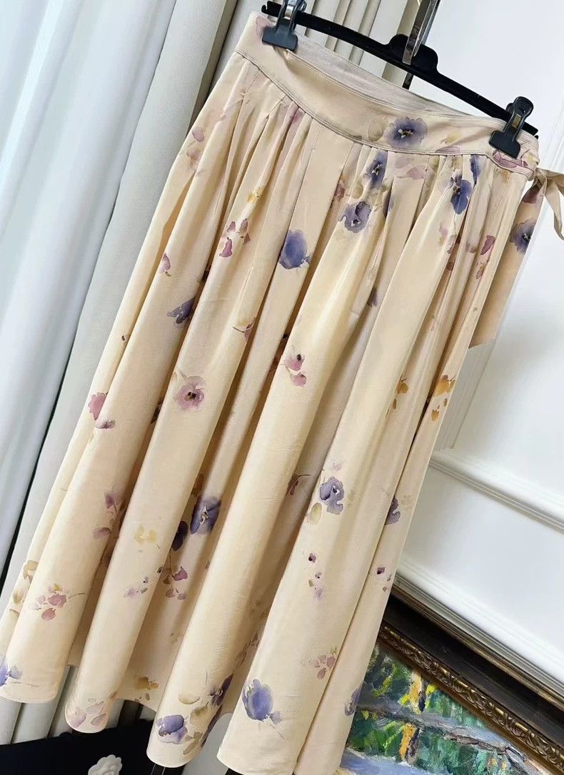Loro Piana LORO PIANA Silk printed half length dress in nude color Size 27" / US 4 / IT 40 - 2 Thumbnail