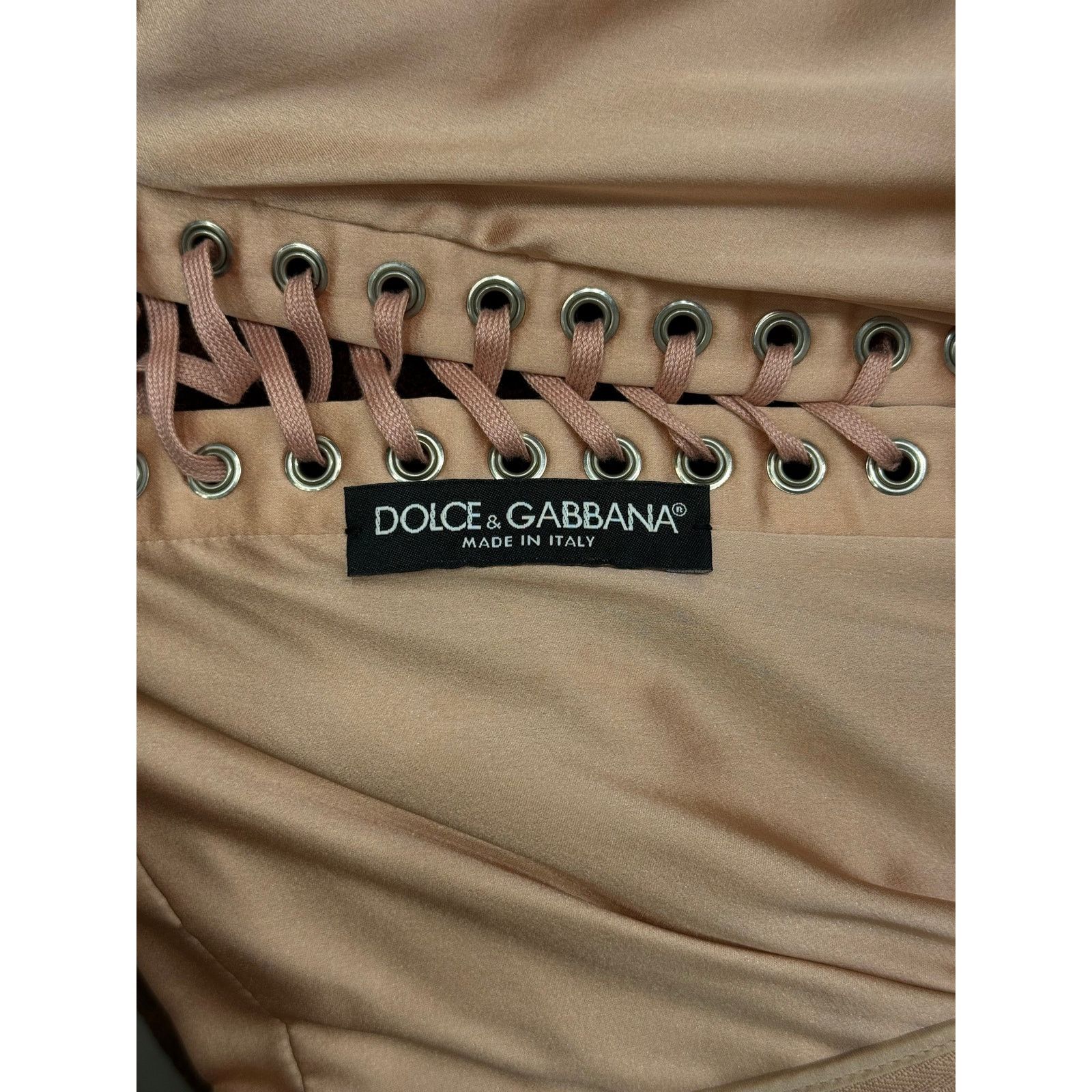 Dolce & Gabbana S/S2003 Dolce & Gabbana lace-up bondage ruched silk dress Size M / US 6-8 / IT 42-44 - 4 Thumbnail