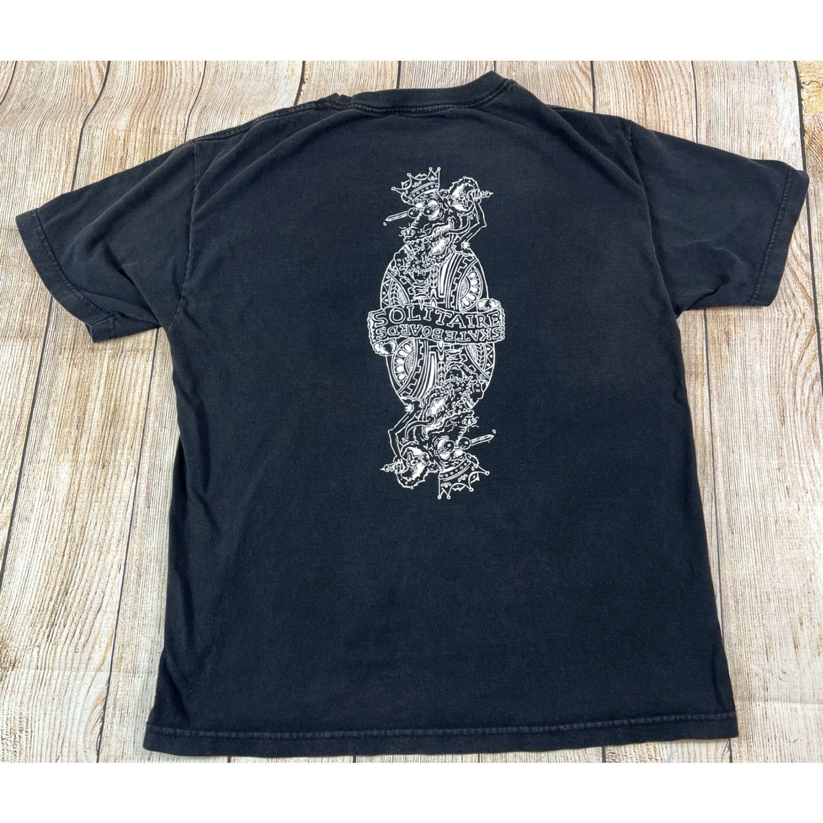 Vintage VINTAGE Solitaire Skateboards Black T-Shirt Size M Medium Men Short Sleeve Grunge Solitare Skateboards T Shirt Size US M / EU 48-50 / 2 - 2 Thumbnail