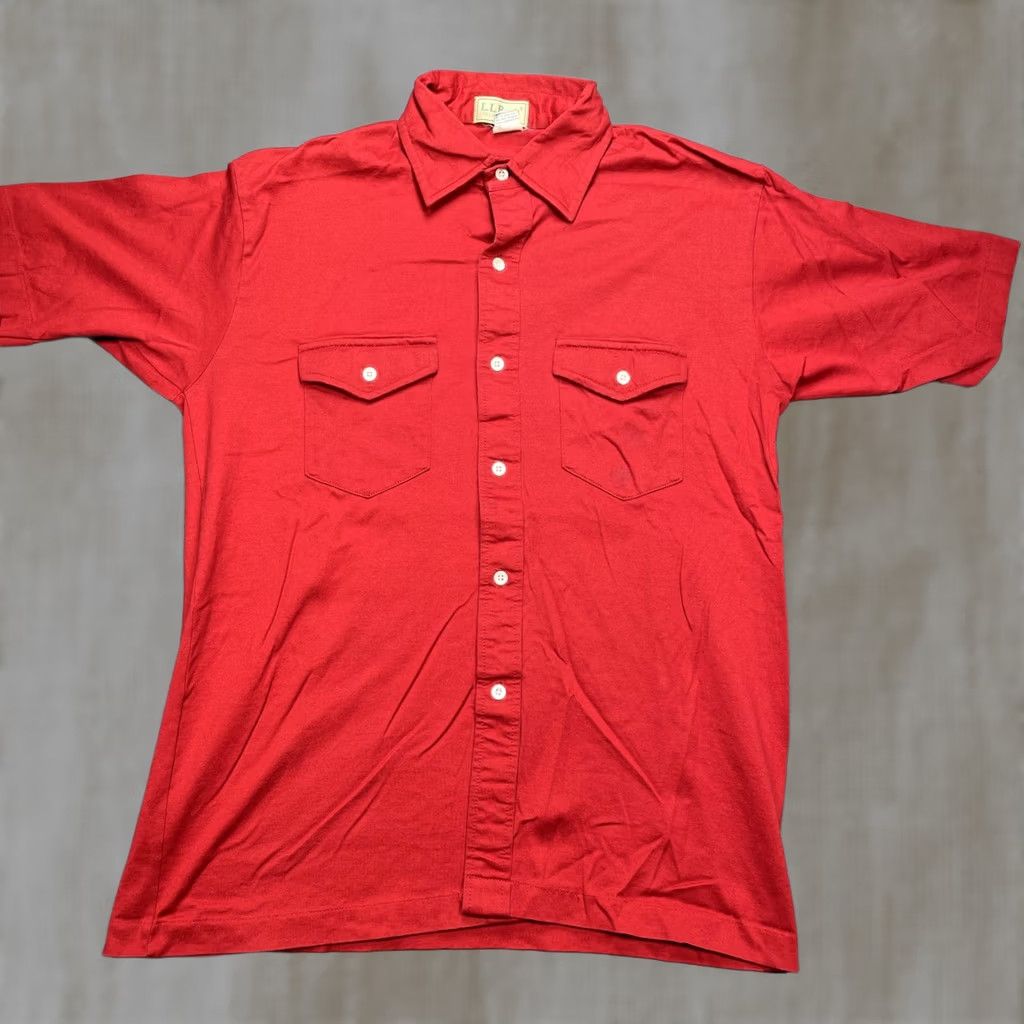 Vintage VINTAGE L.L. Bean Shirt Mens Large Red Cotton Lisle Short Sleeve Button Up Size US L / EU 52-54 / 3 - 1 Thumbnail
