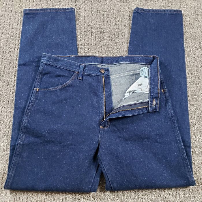 Vintage New RUSTLER Jeans Mens 34x34 Blue Paints Straight Rigid ...