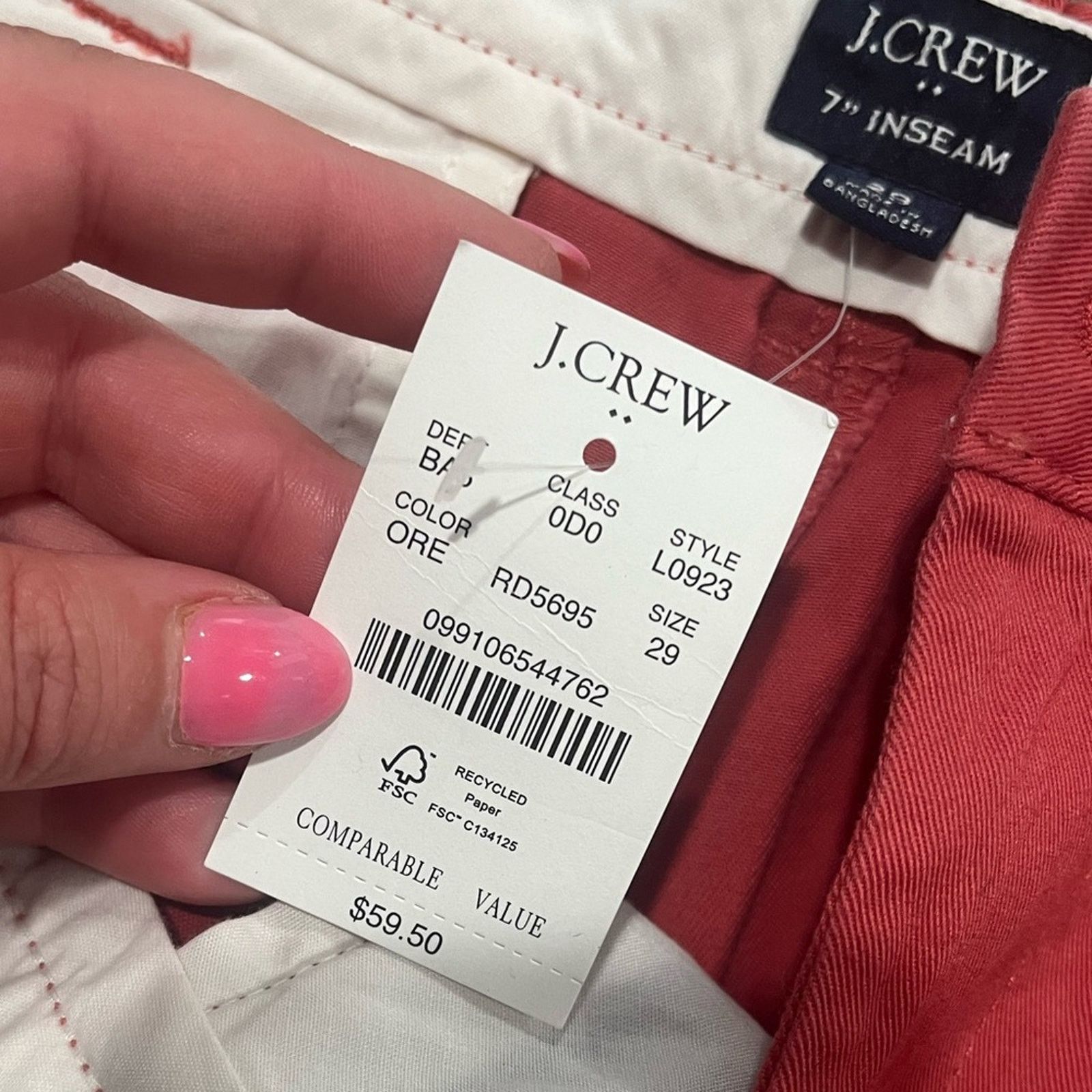Vintage NWT J Crew Shorts 7" Flex Chino Flat Front Burnished Size 29 Size 29" - 9 Thumbnail