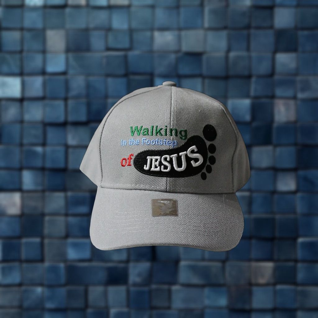 Vintage VINTAGE CALI Religious Baseball Cap Men Adjustable Gray Walking in the Footsteps of Jesus Size ONE SIZE - 1 Thumbnail