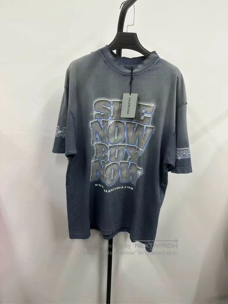 Balenciaga 24FW Distressed Diamond SNBN Tee.