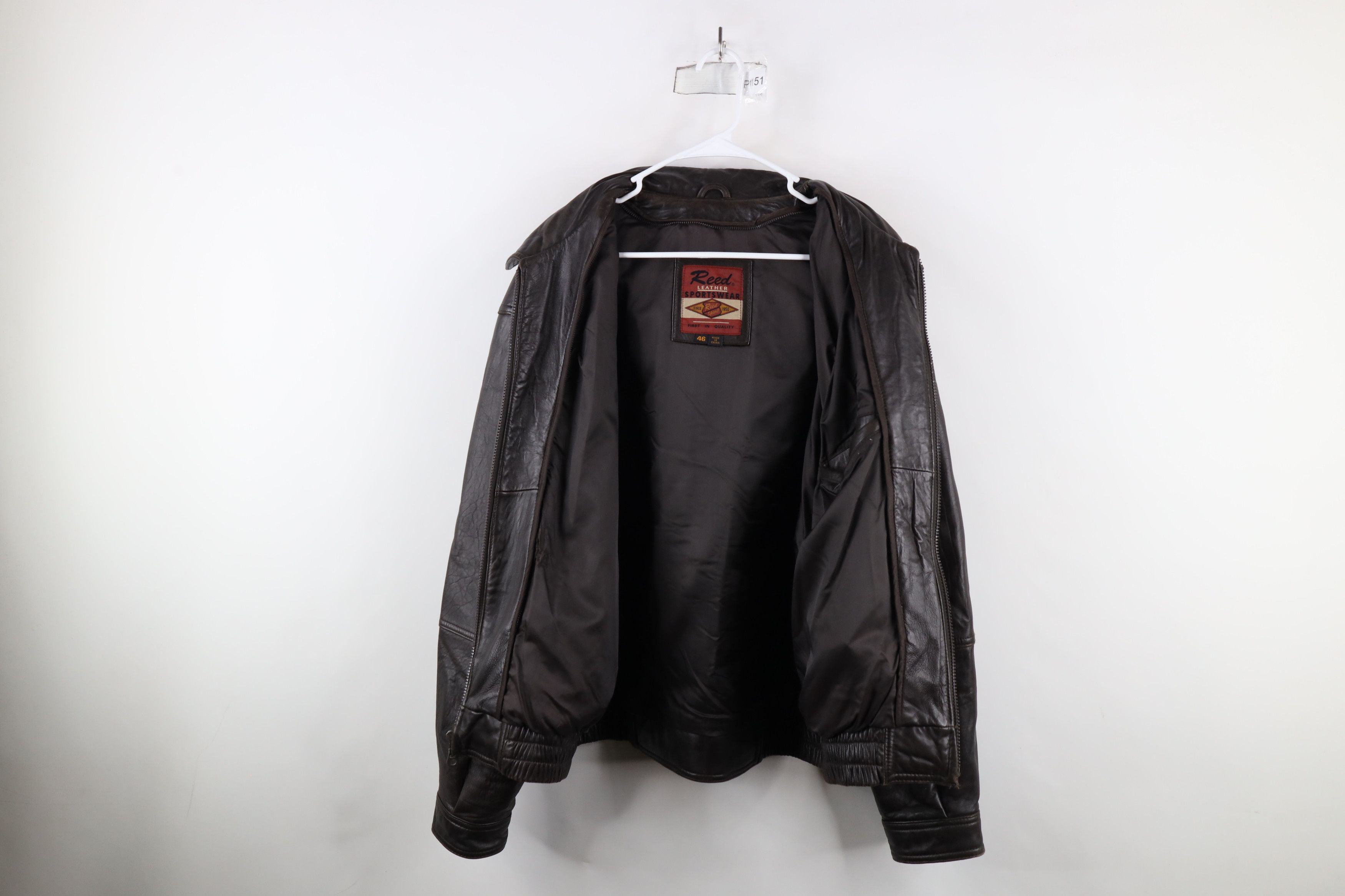 Vintage Vintage 90s Streetwear Leather Flight Bomber Jacket Brown Size US XL / EU 56 / 4 - 9 Thumbnail
