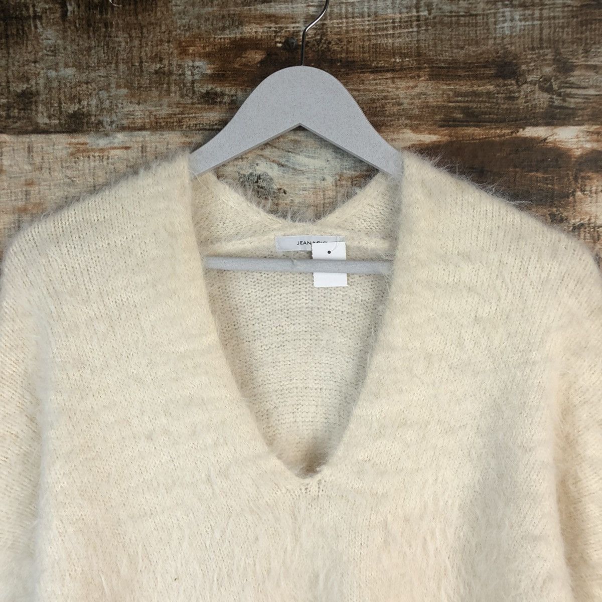 Japanese Brand DL Jeansis White shaggy fur Mohair Knitwear #C356 Size L / US 10 / IT 46 - 4 Thumbnail