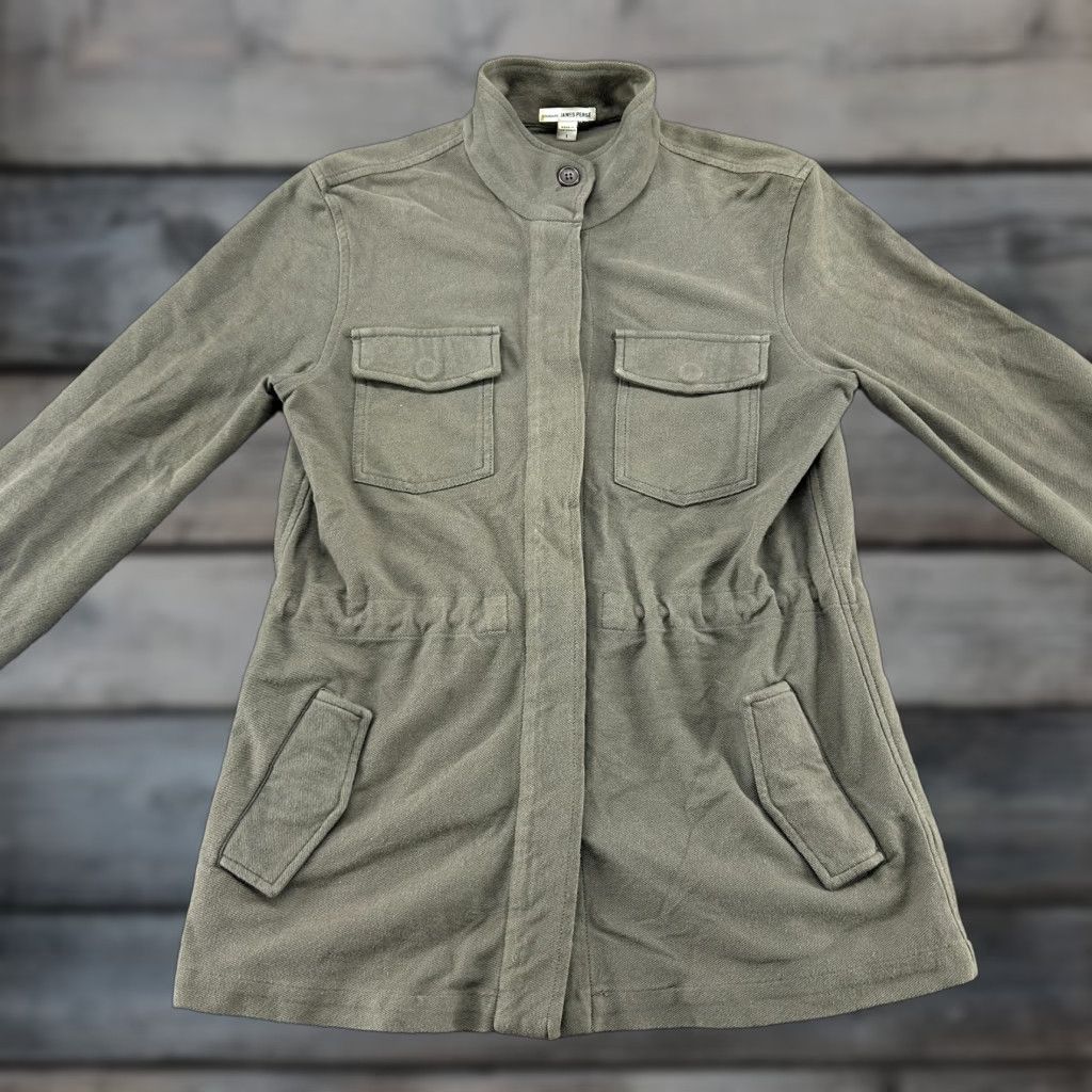 James Perse James Perse Jacket Womens 1 Green Twill Military Army Cotton Cotton Lining Pockets Down Full Zip Vintage No 90s Regular Womens Size 1 Green Size XS / US 0-2 / IT 36-38 - 1 Thumbnail