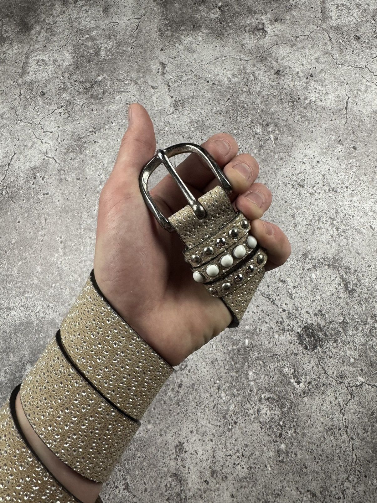 Japanese Brand 00’s NUMBER NINE STYLE LEATHER RARE Y2K PEARL BELT VINTAGE Size ONE SIZE - 2 Thumbnail