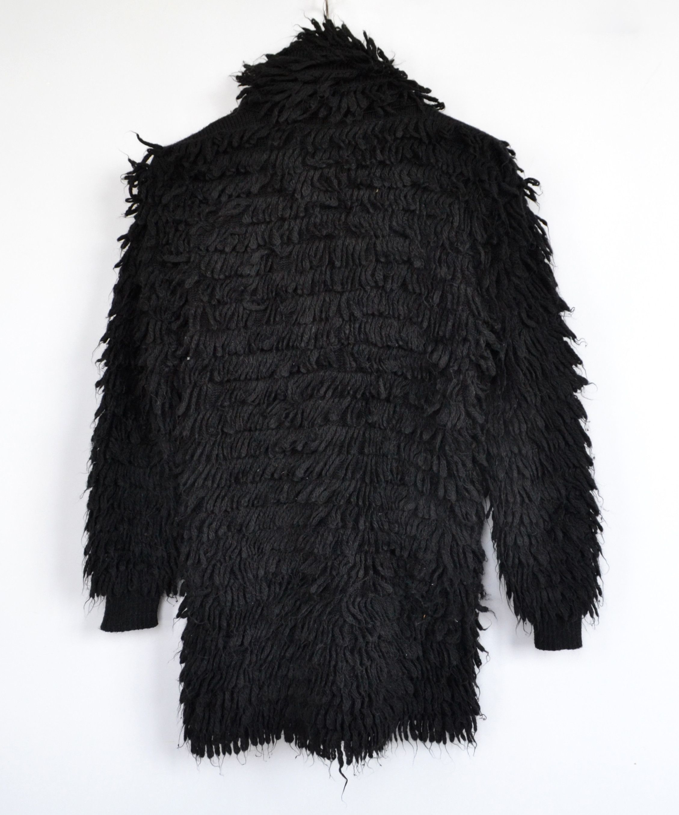 Moschino MOSCHINO Fringe Sweater Wool Cardigan Coat Jacket Black Size S / US 4 / IT 40 - 6 Thumbnail